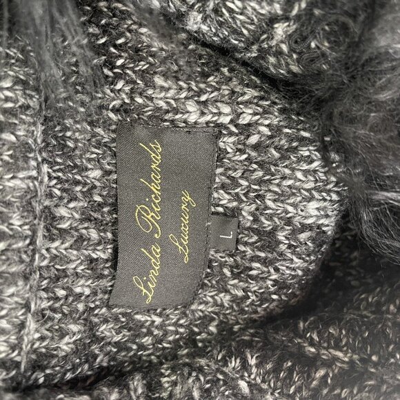 Linda Richards Luxury Tibet Lamb Wool Cardigan Sweater Hooded Size Large Black - Picture 5 of 7